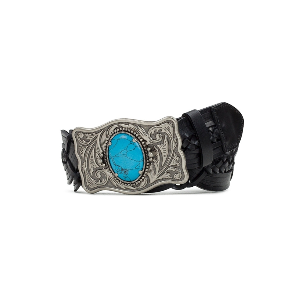 Black and Silver Belt with Turquoise Accent